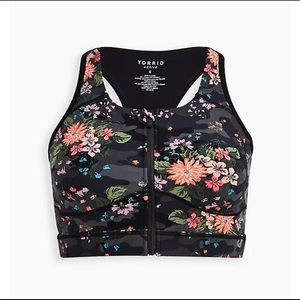 Torrid ZIP FRONT WICKING ACTIVE SPORTS BRA - CAMO FLORAL BLACK Size 2
